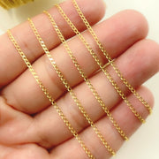 14K Solid Yellow Gold Curb Link Chains